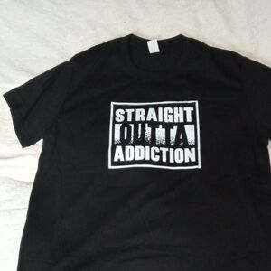 Black and White Short Sleeve Tee with Bold Text Design